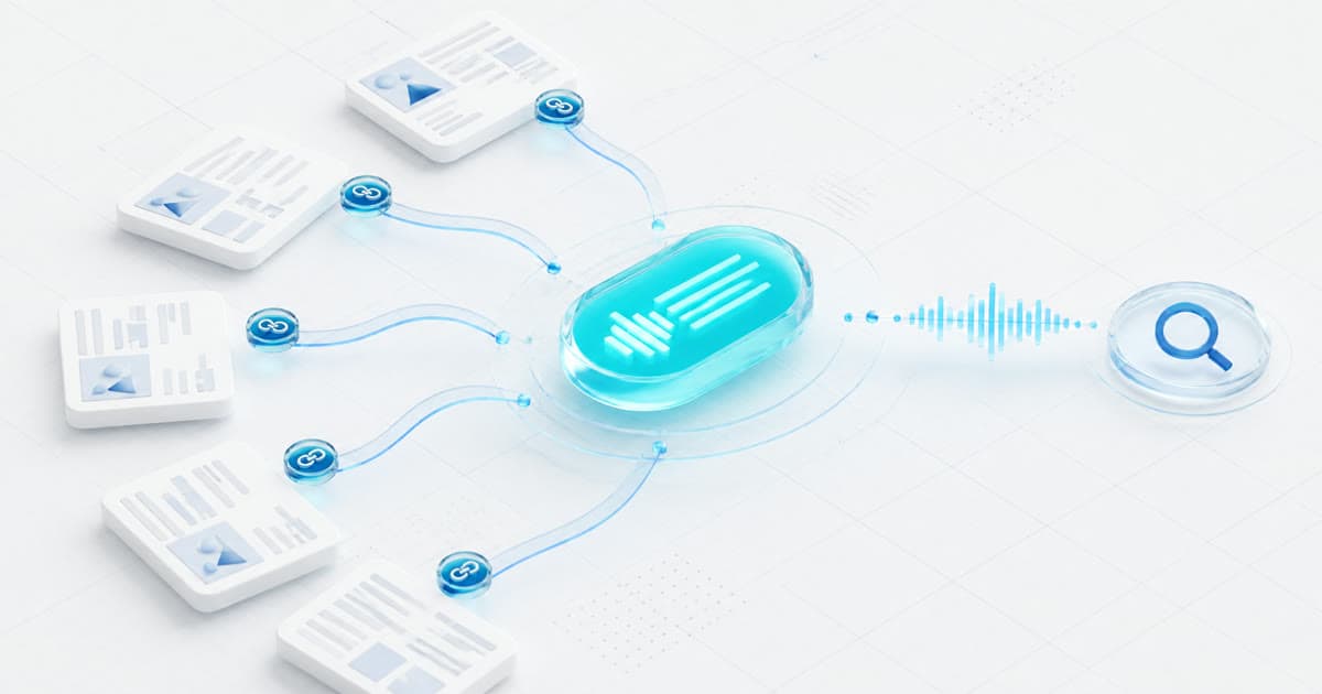 Source documents connected to one answer capsule with search and voice signals